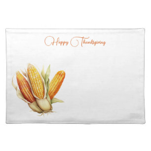 Traditional Fall Ears of Corn Happy Thanksgiving Cloth Placemat