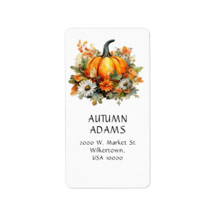 TRADITIONAL FALL PUMPKINS AUTUMN COLORS LABEL