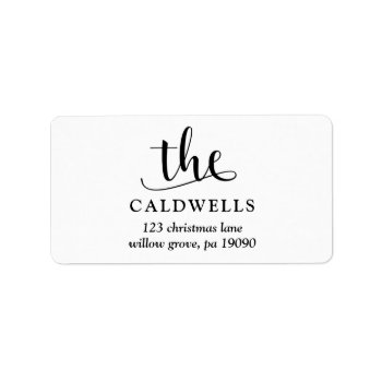 Traditional Family Calligraphy White Christmas Label by ChristmasPaperCo at Zazzle