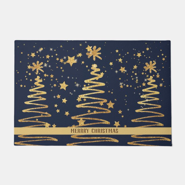 Traditional family favorite luxurious gold blue doormat (Front)