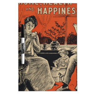 Traditional Family Life Vintage Retro Orange Black Dry Erase Board