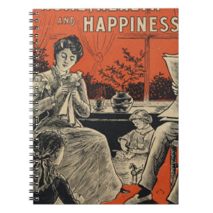 Traditional Family Life Vintage Retro Orange Black Notebook