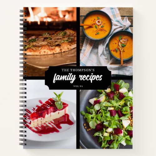 Traditional Family Recipes 4 Photo Collage Recipe  Notebook