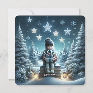 Traditional fantasy christmas postcard