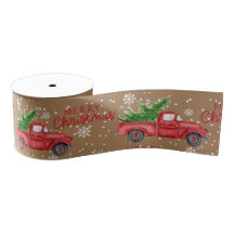 Traditional Farm Red Truck Merry Christmas