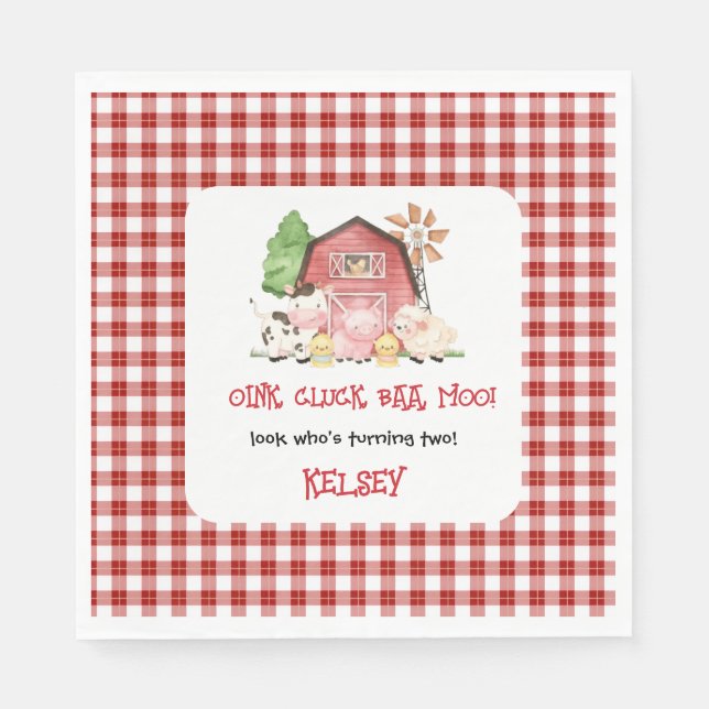 Traditional Farm Theme Birthday Paper Plates Napkins (Front)