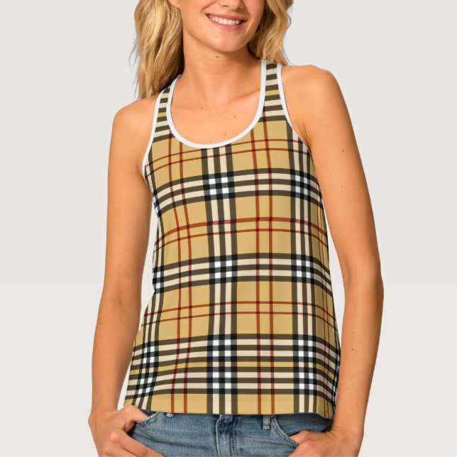 traditional fashionable square pattern tank top (Front)