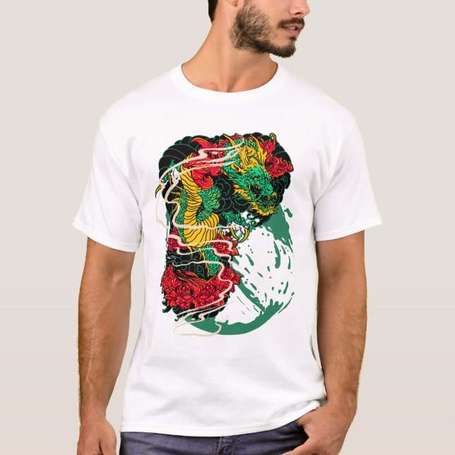 Traditional fearsome Chinese dragon tattoo T-Shirt (Front)