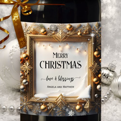 Traditional Festive Christmas Wine Label