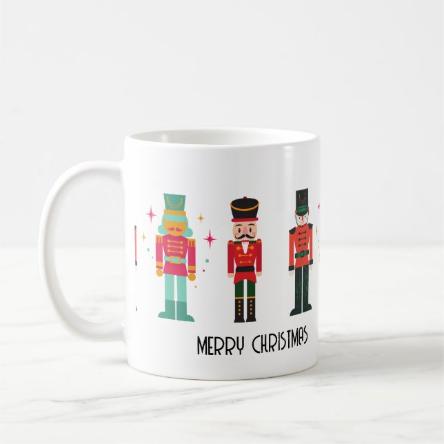 Traditional Festive Nutcracker Merry Christmas Coffee Mug (Left)