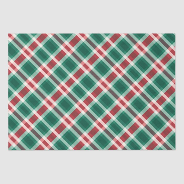 Traditional Festive Red and Green Plaid Tissue Paper (Front)