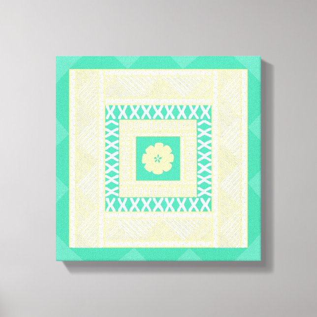 Traditional Fijian Masi in Summer Tones Canvas Print (Front)