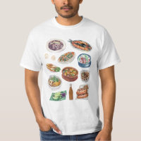 Traditional Filipino Food in Watercolor Pinoy T-Shirt