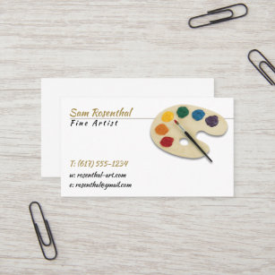 Traditional Fine Artist   Colour Palette and brush Business Card