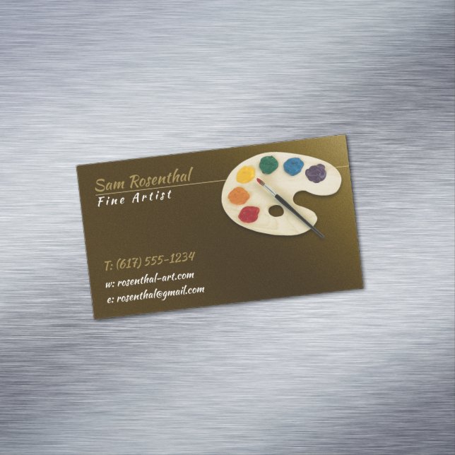 Traditional Fine Artist | Colour Palette and brush Business Card Magnet (In Situ)