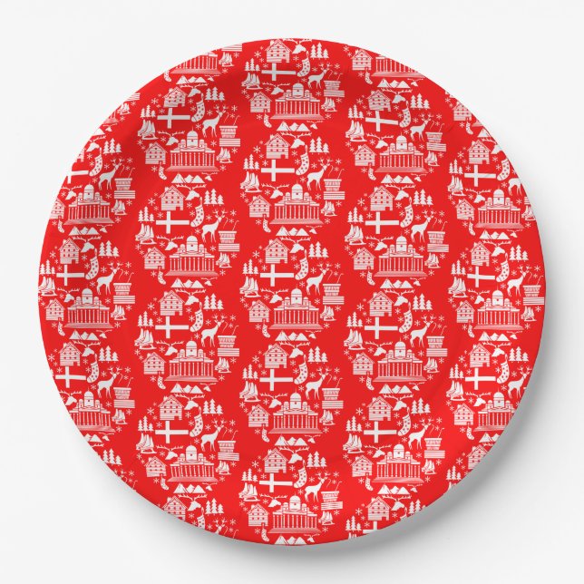 Traditional Finnish Christmas Decor Paper Plates (Front)