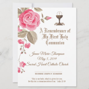 Traditional First Holy Communion Certificate Holiday Card