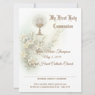 Traditional First Holy Communion Certificate Holiday Card