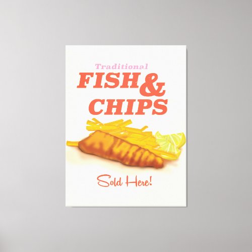 Traditional fish and Chips vintage poster Canvas Print
