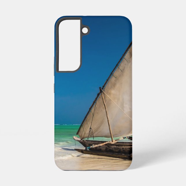 Traditional fishing boat on the beach samsung galaxy case (Back)