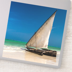 Traditional fishing boat on the beach sticker