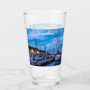 Traditional fishing town night scene glass
