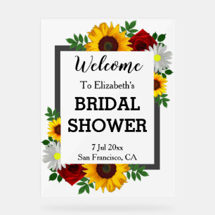 Traditional Floral Bridal Shower Acrylic Sign