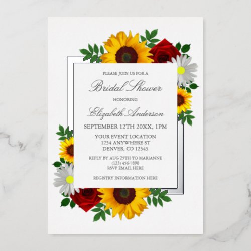 Traditional Floral Bridal Shower Foil Invitation