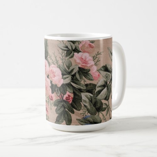 Traditional Floral Fabric Photo  Coffee Mug