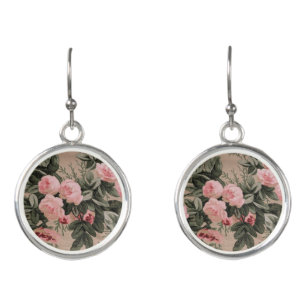 Traditional Floral Fabric Photo Earrings