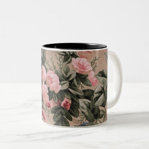 Traditional Floral Fabric Photo  Two-Tone Coffee Mug