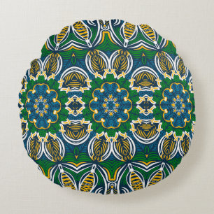 Traditional floral ornament, seamless pattern with round pillow