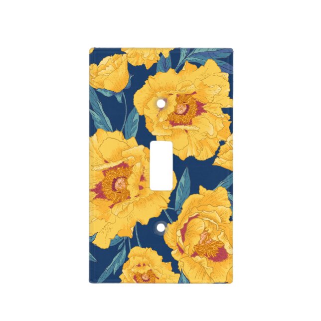 Traditional Floral Pattern with Yellow Flowers Light Switch Cover (Front)
