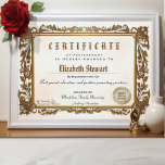 Traditional flourish frame elegant diploma<br><div class="desc">Classic style that you can easily edit by chosing font style. Fun way to reward a loved one ( best dad ever, best mom ever). Original way to thank someone for their support ( best teacher ever, best nurse ever, best friend ever..), best for professional recognition. Easily add your own...</div>