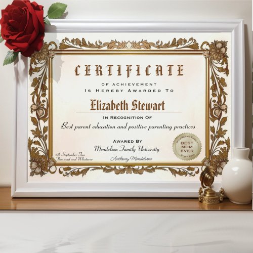 Traditional flourish frame elegant diploma