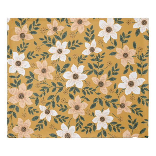 Traditional Flowers: Muster Seamless Pattern Duvet Cover (Front)
