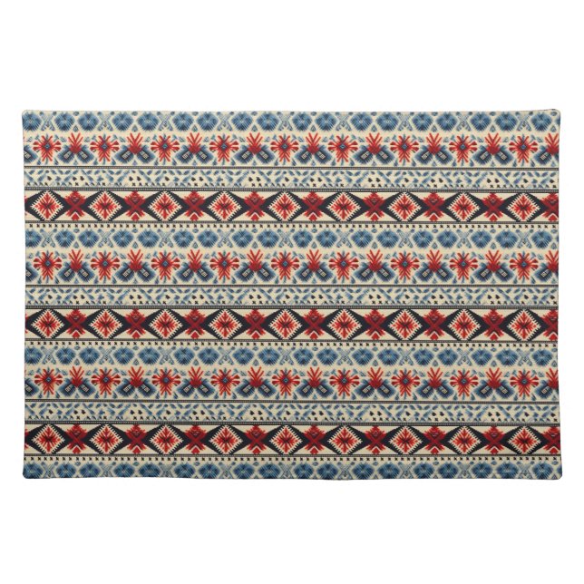 Traditional Folk Embroidery Stripe  Pattern Cloth Placemat (Front)