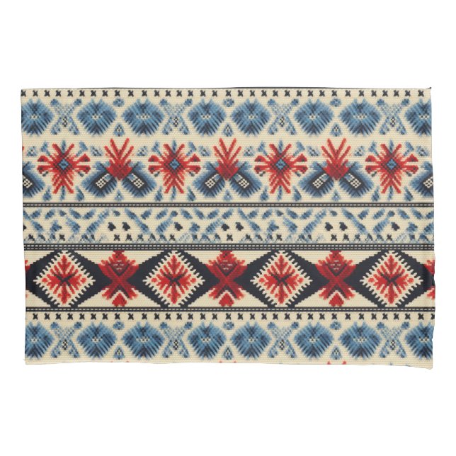 Traditional Folk Embroidery Stripe  Pattern Pillow Case (Front)