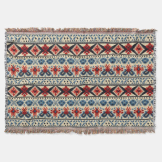 Traditional Folk Embroidery Stripe  Pattern Throw Blanket