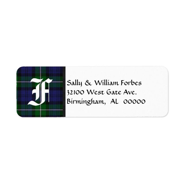 Traditional Forbes Tartan Plaid Monogram Label (Front)
