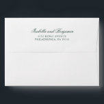 Traditional Forest Green Formal Elegant Wedding Envelope<br><div class="desc">Simple Wedding Envelope featuring your names in an elegant calligraphy along with your return address on the back flap. All text is in forest green over a white background and may be changed to any color you wish by clicking the "customize" button. This classic style Wedding Envelope with traditional calligraphy...</div>
