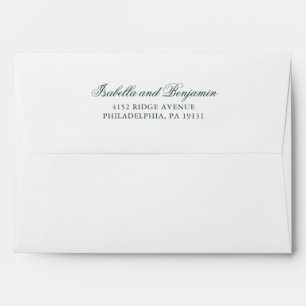 Traditional Forest Green Formal Elegant Wedding Envelope