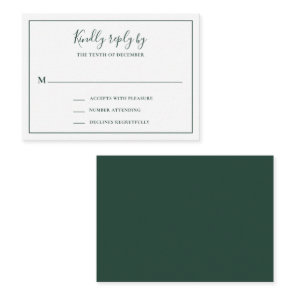 Traditional Forest Green Mini Wedding RSVP Card
