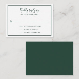 Traditional Forest Green Mini Wedding RSVP Card