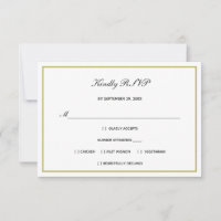 Traditional Formal Black White Gold Wedding RSVP Card