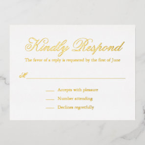 Traditional Formal Elegant Wedding Foil RSVP Card