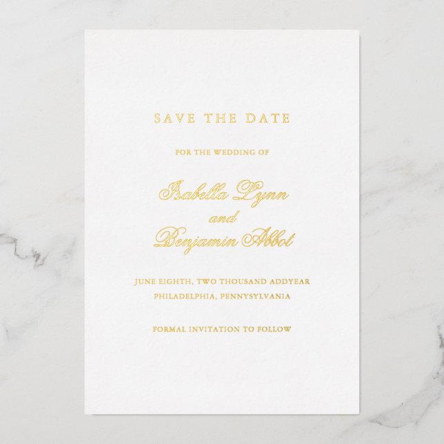 Traditional Formal Elegant Wedding Save the Date Foil Invitation (Front)