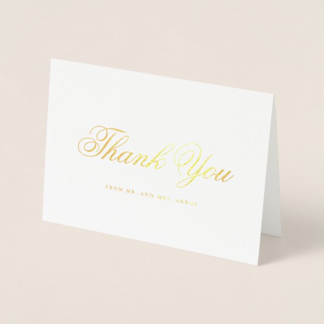 Traditional Formal Elegant Wedding Thank You Foil Card (Front)