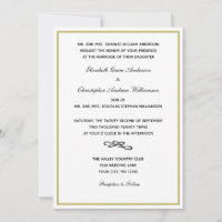Traditional Formal Gold White Black Wedding Invita Invitation