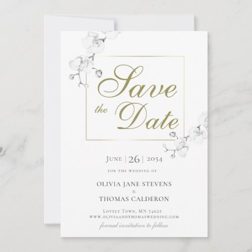 Traditional Formal Orchid Wedding Save the Date Invitation